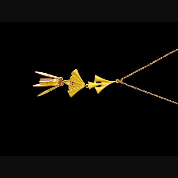 J.crew Gold Tone Vintage Floral Rhinestone 31.5" Drop Dangle Necklace - Picture 8 of 9